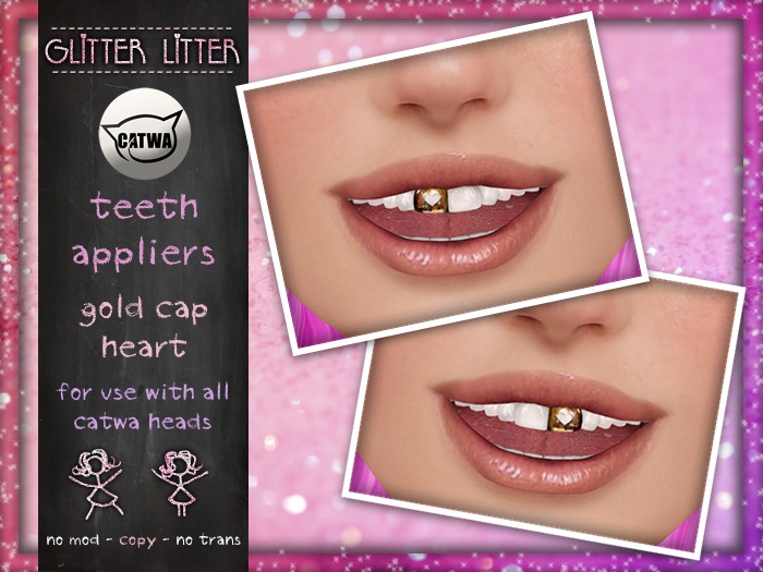 - Glitter Litter - Catwa Teeth Applier - Gold Cap Heart