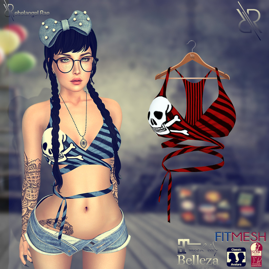 Pixra Tulia Crop Top Skull Red