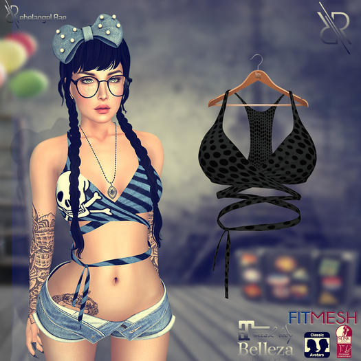 Pixra Tulia Crop Top Point Black