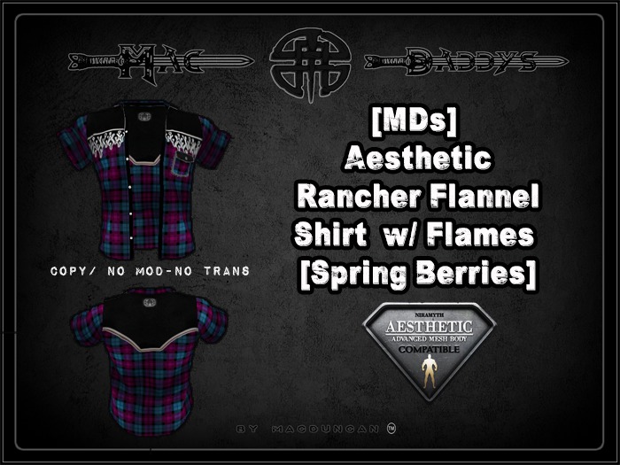 [MDs] Aesthetic Rancher Flannel Shirt wFlames [Spring Berries]B