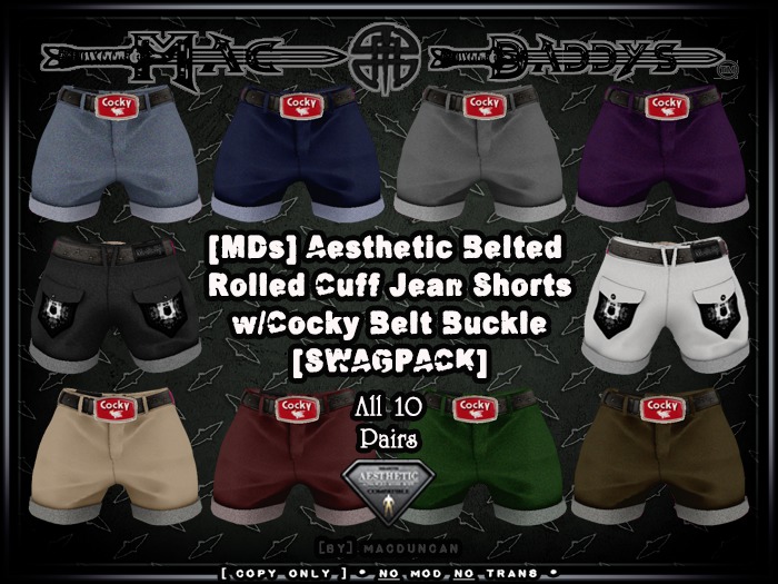 [MDs] SWAGPACK [All 10] Aesthetic Belted Rolled Cuff Jean Shorts Boxed