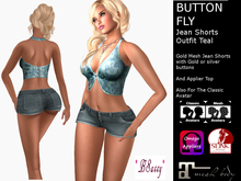 *BSASSY* BUTTON FLY SHORTS OUTFIT TEAL