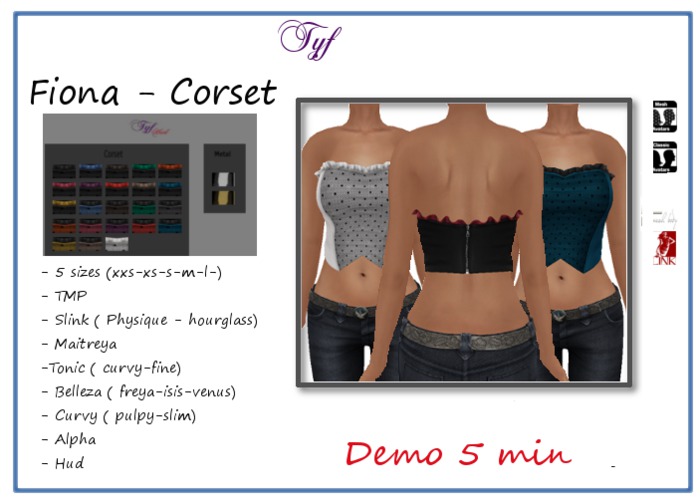[TYF] Fiona - Mesh/TMP/Slink/Maitreya/Eve/Tonic - Hud demo