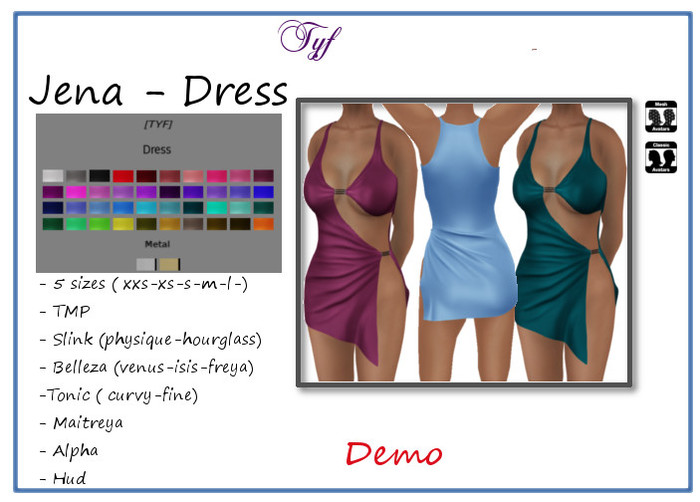[TYF] Jena - Slink/TMP/Belleza/Maitreya/Tonic - Hud demo