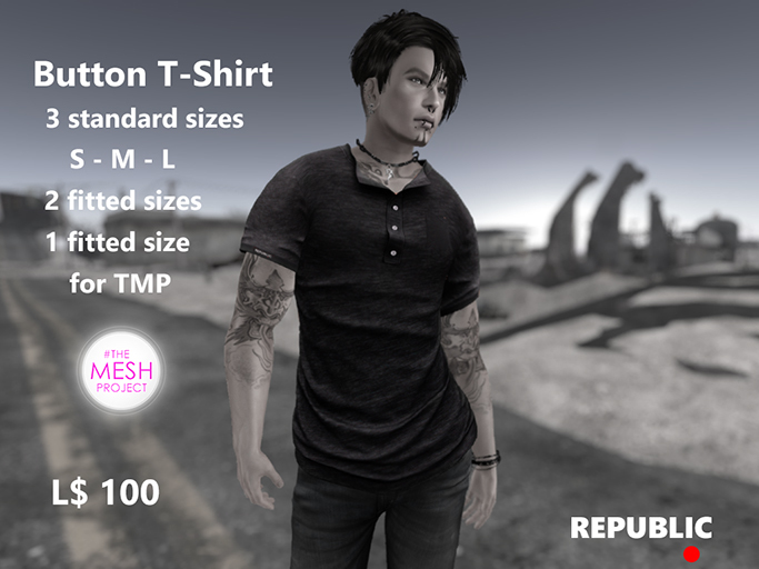 ~Republic~ Button T-Shirt - Black