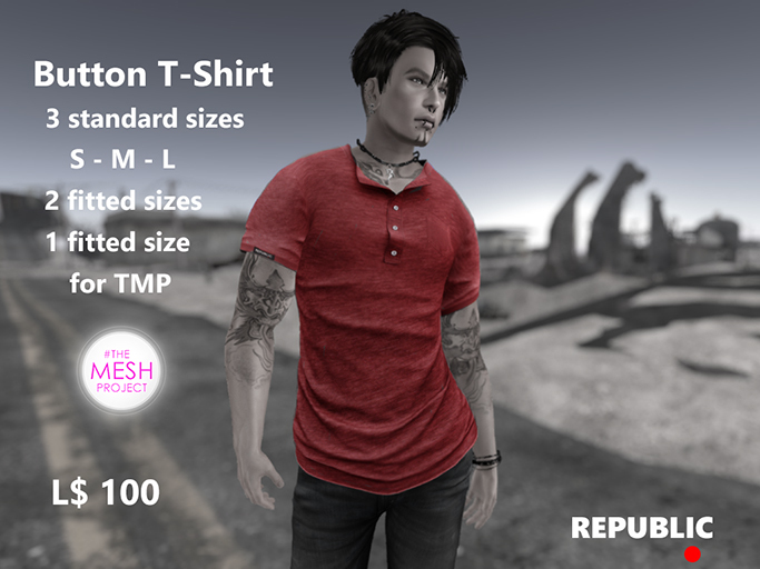 ~Republic~ Button T-Shirt - Red