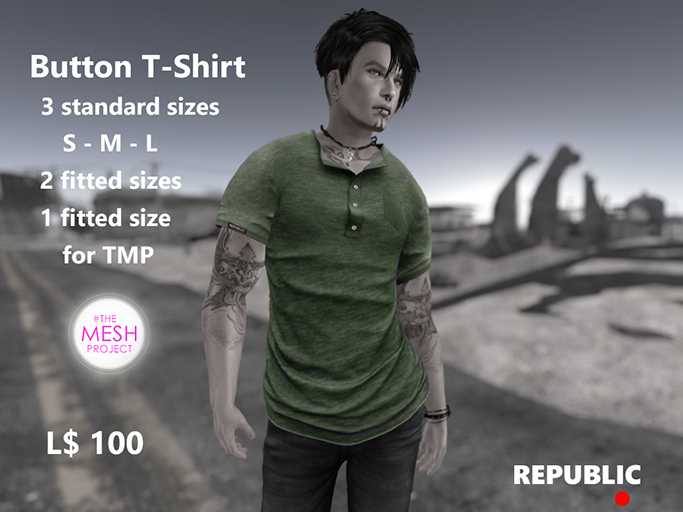 ~Republic~ Button T-Shirt - Green