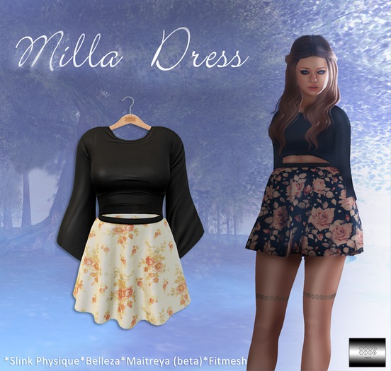 Milla Dress "Spring floral" (classic avatar & mesh bodies) - even.flow