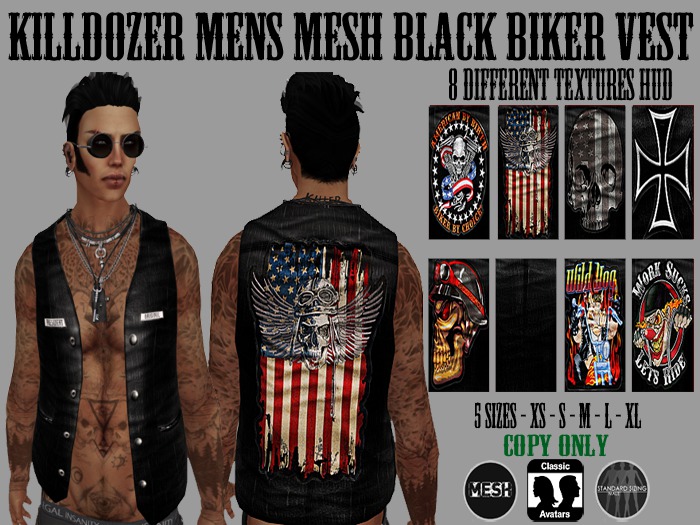 Killdozer Mens Mesh Black Biker Vest
