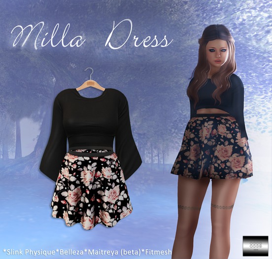 Milla Dress "Dark rose" (classic avatar & mesh bodies) - even.flow