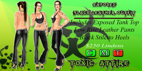 Second Life Marketplace - Toxic Attire Exposed Black Leather Outfit