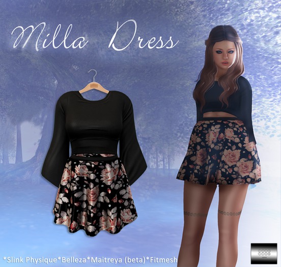Milla Dress "Satin rose" (classic avatar & mesh bodies) - even.flow