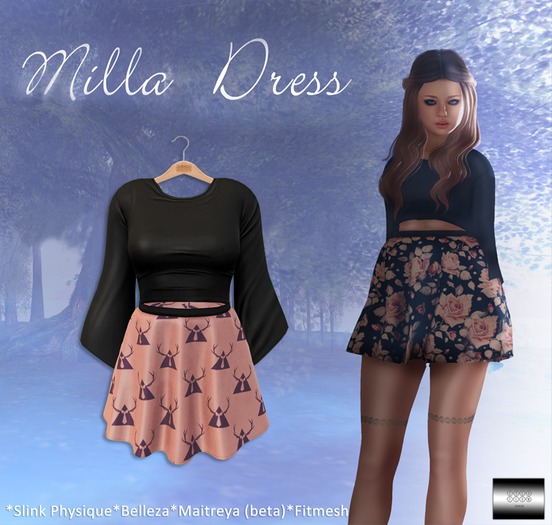 Milla Dress "Antlers" (classic avatar & mesh bodies) - even.flow
