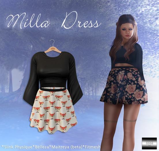 Milla Dress "Mr. Fox" (classic avatar & mesh bodies) - even.flow
