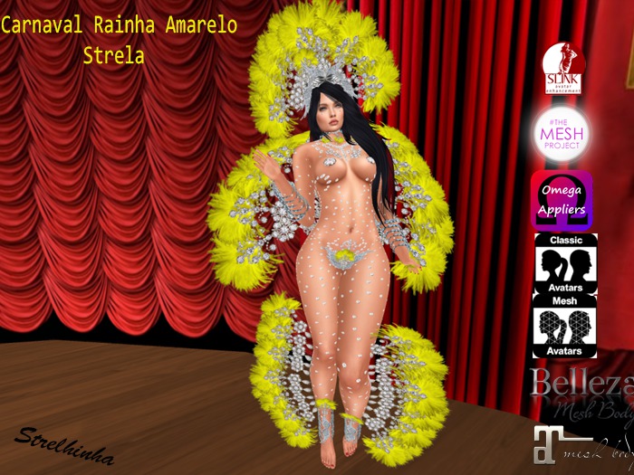 carnaval rainha  amarelo strelhinha