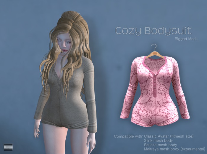Cozy Bodysuit "Lacey Pink" (classic avatar & mesh bodies) - even.flow