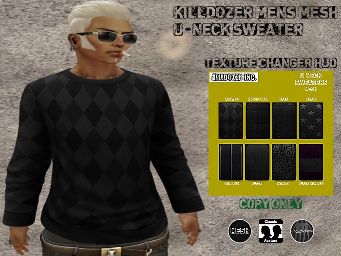 Killdozer Mens Mesh U-Neck Sweater