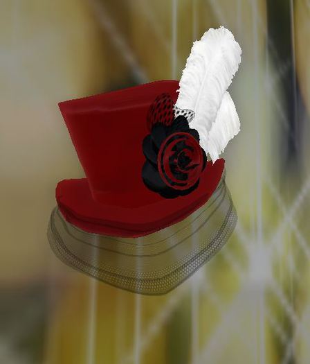 Feather Trim Hat Red