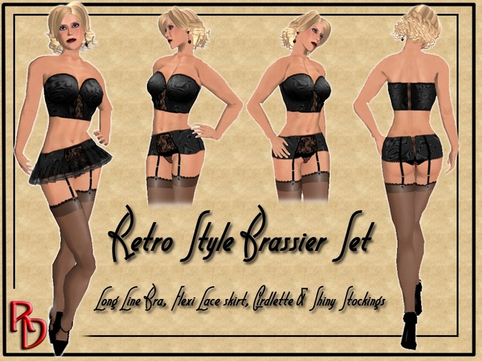 Black Retro Style Brassier Set 