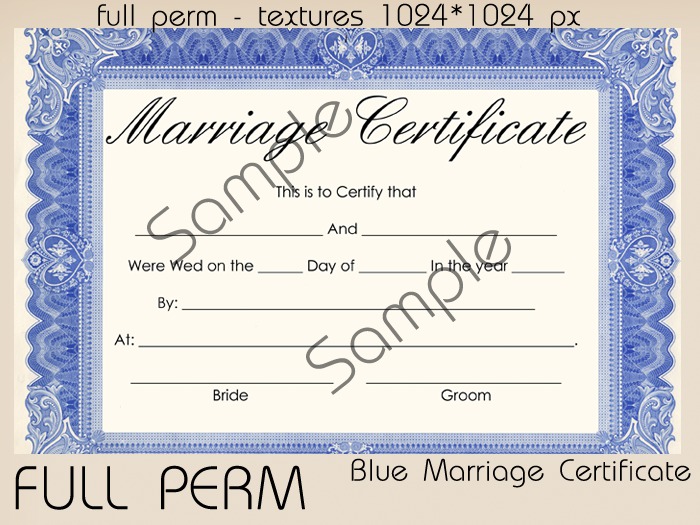 Blue Marriage Certificate