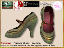 Bliensen + MaiTai - Shimmy - Flapper Pumps - shoes for Slink, Maitreya, Belleza, TMP -Green/Pattern