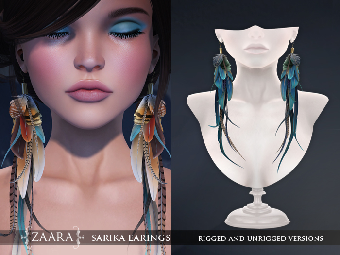 Zaara : Sarika feather earrings *azure*