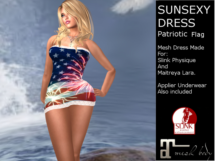 *BSASSY* SUNSEXY DRESS PATRIOTIC FLAG