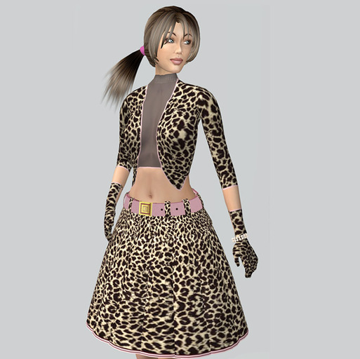 Leopard skirt, top & gloves