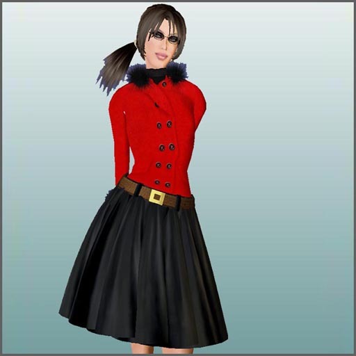 Kala black skirt set with red jacket