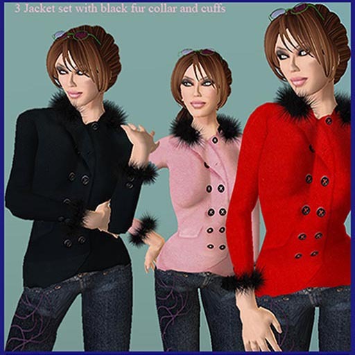 3 jacket Set  -  Teddy jackets black fur