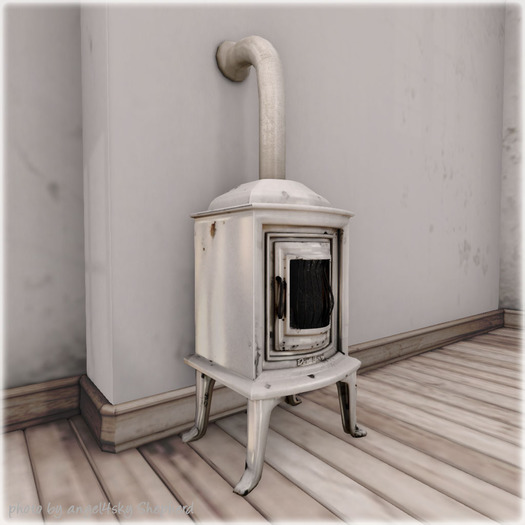 dust bunny . wood stove . white . boxed
