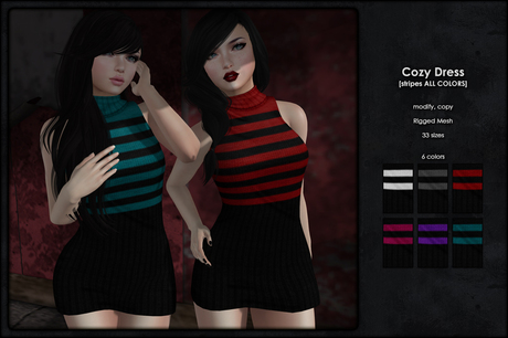 Second Life Marketplace - Happy Undead - Cozy Dress [striped ALL COLORS]