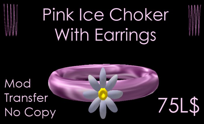 Pink Ice Satin Choker & Ear Rings