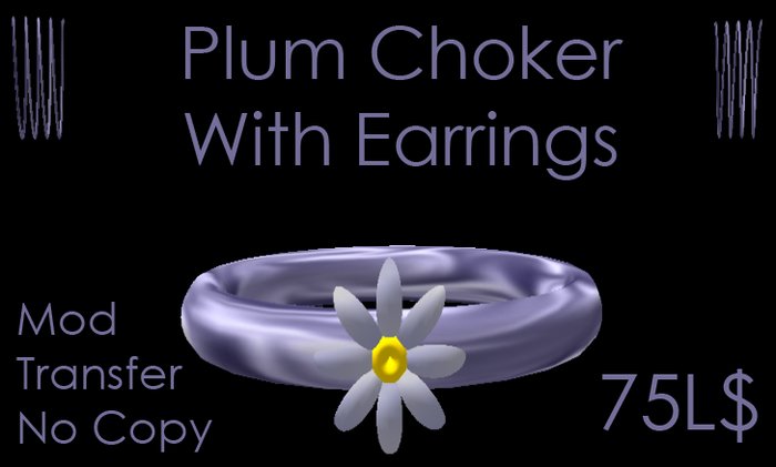 Plum Satin Choker & Ear Rings