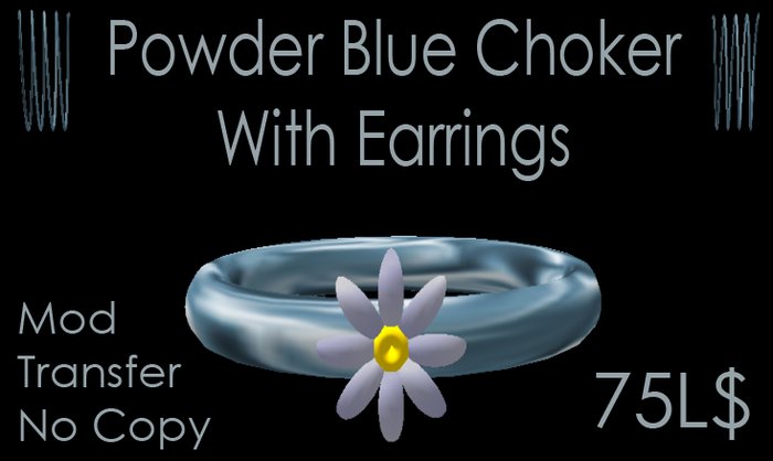 Powder Blue Satin Choker & Ear Rings