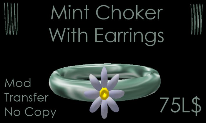 Mint Satin Choker & Ear Rings