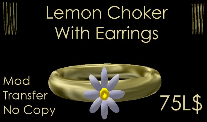 Lemon Satin Choker & Ear Rings