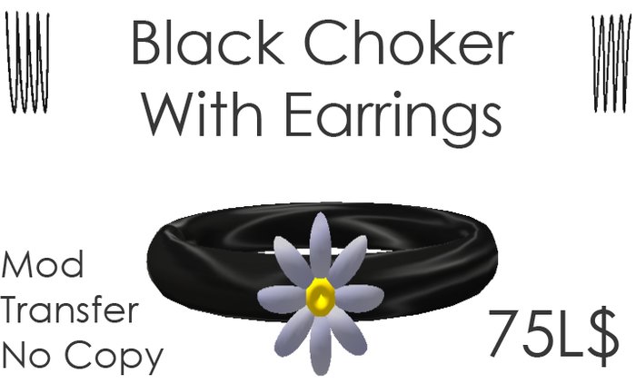 Black Satin Choker & Ear Rings