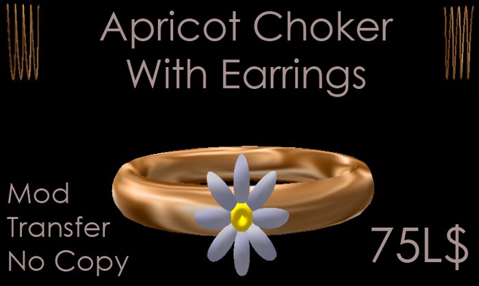 Apricot Satin Choker & Ear Rings