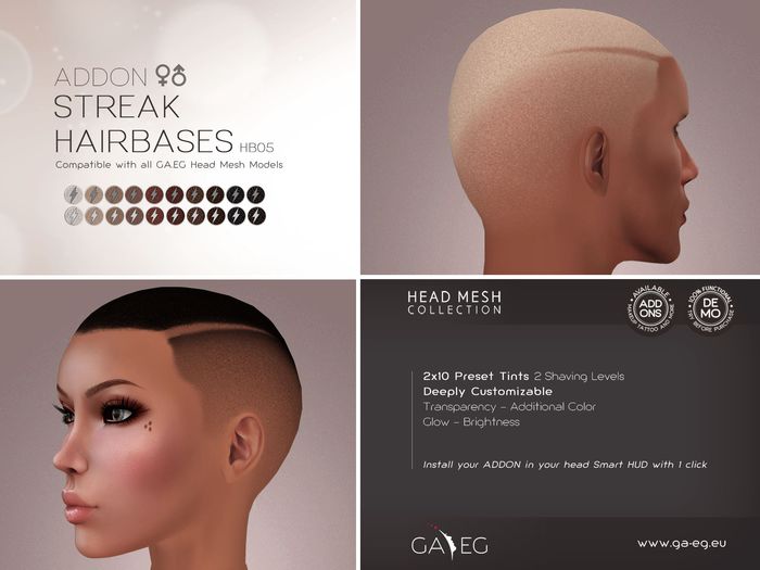 [GA.EG] Mesh Heads Addon - HB05 Streak Hairbases