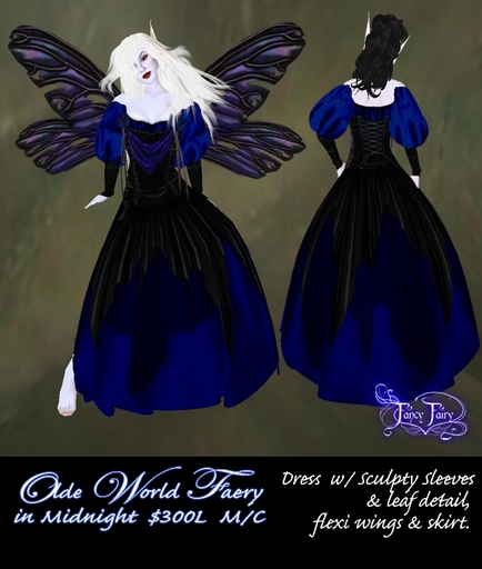 Olde Worlde Faery Gown in Midnight - Elven, Medeival, Gothic, Fairy