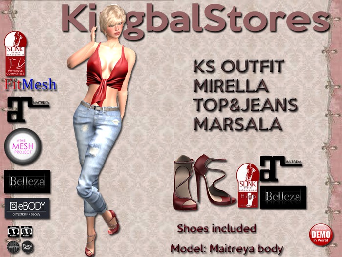 250 KS OUTFIT MIRELLA TOP&JEANS MARSALA