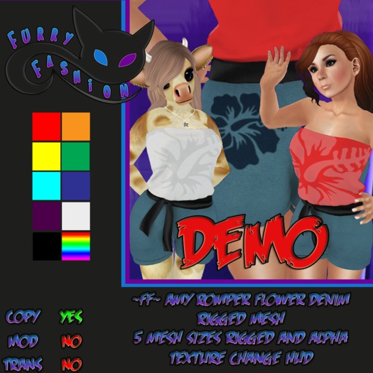 ~FF~ Amy Romper Denim Flower DEMO