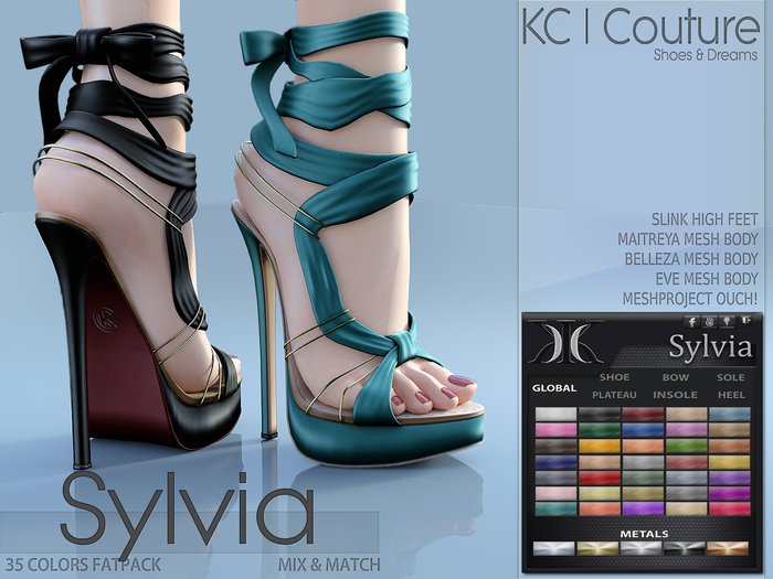 -KC- SYLVIA HEELS / MAITREYA, BELLEZA, SLINK, EVE, MESHPROJECT