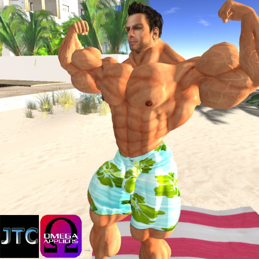 JTC-OMEGA BOARD SHORTS BLUE w/GREEN HIBISCUS[BOX]