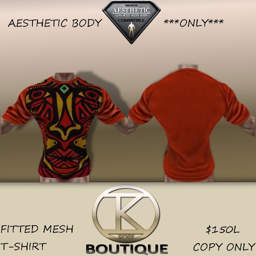  IKWE AESTHETIC T-SHIRT TRIBAL MASK ORANGE