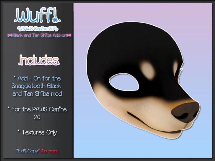 WUFF! - Add-On - Paws Canine 2.0 Head - Black and Tan Shiba