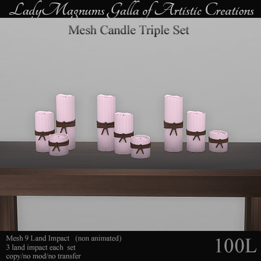 LadyMs Mesh Candle Triple Set - Pastel Pink