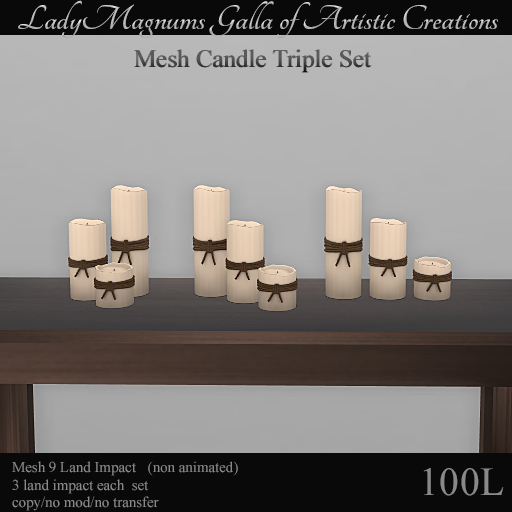 LadyMs Mesh Candle Triple Set - Cream