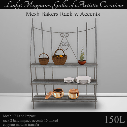 LadyMs Mesh Bakers Rack w Accents - Wood 1